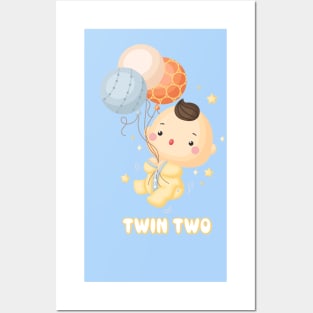 Twin newborn boy two Posters and Art